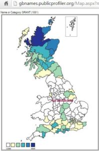 Grant Grantham surname distribution