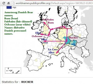 Rucker Proto-Germanic surname distribution