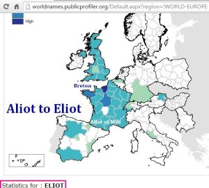 Eliot surname distribution