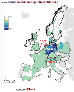 Ewald (Elwald) surname distribution Europe