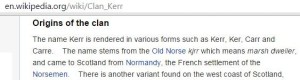 Kerr Clan Origins