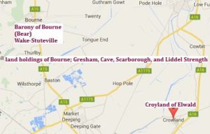 Barony of Bourne, and Croyland map