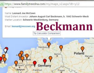 Beckmann FTDNA map