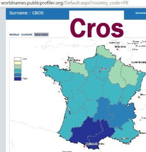 Cros French surname distribution