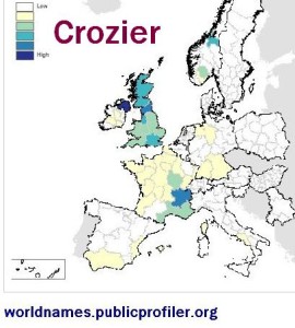 Crozier surname distribution