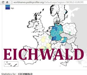 Elwald worldnames distribution