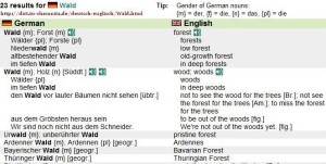 German Wald to English Forest