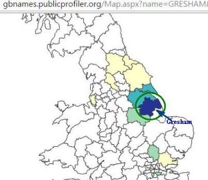 Gresham surname distribution