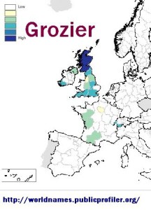 Grozier surname distribution