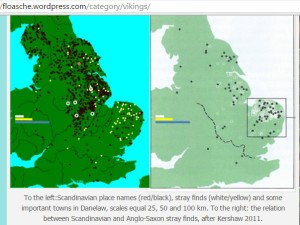 Scandinavian Anglo-Saxon place names and finds