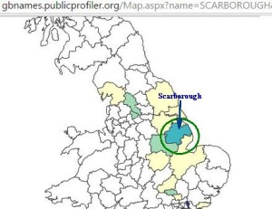 Scarborough surname distribution