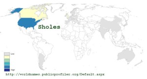 Sholes world surname distribution